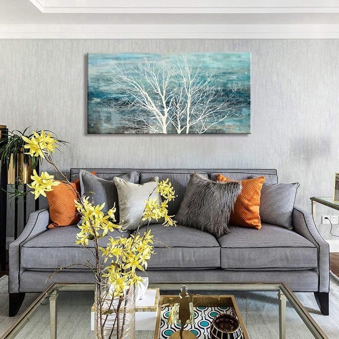 Sxurmtiie abstract wall art landscape bedroom wall decor three of life artwork picture Modern Nature Teal Artwork Prints paintings living room decortaion