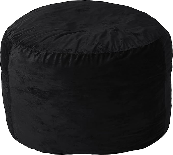 Sofa Sack Bean Bag Chair Cover Only, for Adults and Kids, Without Filling Comfy Fluffy Round or Oval Beanbag Chair Cover Replacement, Lazy Sofa Cover for Reading Chair or Floor Chair, 4-Feet, Black