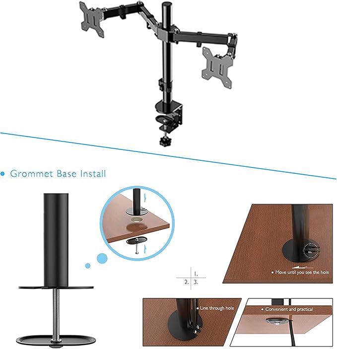 Rocelco 46" Height Adjustable Standing Desk Converter with AC USB Charger and Double Monitor Mount Arm - Sit Stand Up Triple Screen Riser Workstation - Keyboard Tray - Black (R DADRB-46-ACUSB-DM2)