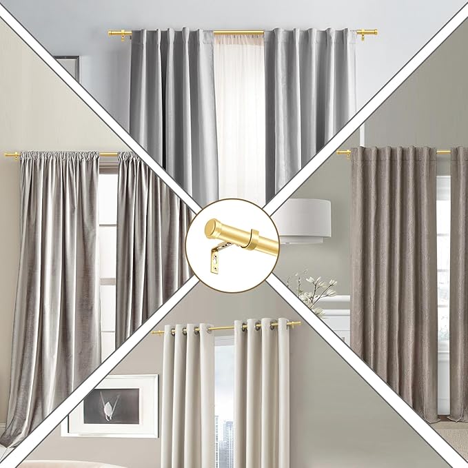 "Gold Wrap Around Industrial Curtain Rod, 120-240Inches Adjustable, 1-Inch Diameter, Indoor and Outdoor Use"