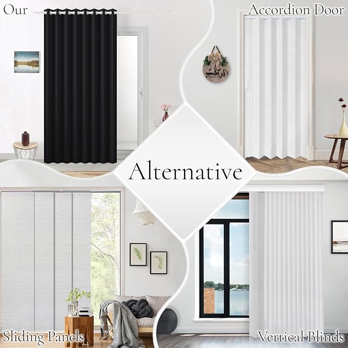 100% Blackout Memory Trained Pleated Curtains with Magnetic Closure, Pinch Pleat Window Curtain for Bedroom Living Room Window Treatment, 1 Panel, W45 x L84, Black