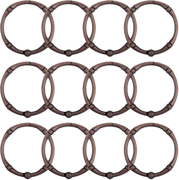 Shower Curtain Hooks, Rustproof Decorative Shower Curtain Rings Metal Round Shower Hooks for Bathroom Shower Rod, 12 Pack (Oil Rubbed Bronze)