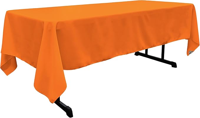 LA Linen Polyester Poplin Washable Rectangular Tablecloth, Stain and Wrinkle Resistant Table Cover 60x102, Fabric Table Cloth for Dinning, Kitchen, Party, Holiday 60 by 102-Inch, Orange