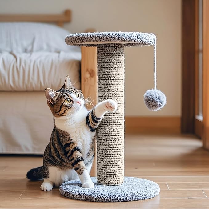 PowerKing Natural Sisal Replacement Scratching Post, 15.7'' 2 Pieces M8 Cat Scratch Post Refill Pole Parts for Refurbishment, Include Screws (Grey)