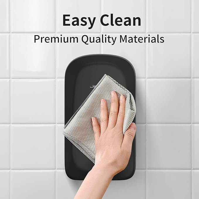 JETWELL Automatic Touch-Less Wall Mount Hand Soap Dispenser Liquid Drop Battery Operated, Black Matte Stainless Steel Cover Large Capacity 34OZ/1000ML for Kitchen Home Commercial Bathroom