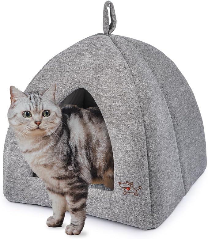 Best Pet Supplies Dog House Bed Crate Mat Tent Indoor Round Soft Plush for Small, Medium, and Large Breeds - Gray, 16 x 16 x H:16"