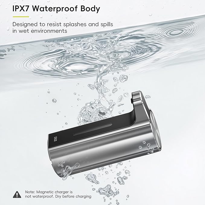 EKO Aroma Pro 13.5 fl oz Touchless Automatic Liquid Soap Dispenser, Rechargeable Hand & Dish Soap Dispenser for Bathroom and Kitchen Sink, Waterproof, Adjustable Volume Control (Stainless Steel)