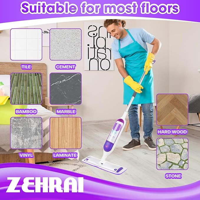 6 Pack Reusable Microfiber Mop Pads for Swiffer PowerMop, Power Mop Refill Pads for 13''-16'' Spray, Machine Washable Power Pads Replacement for All Floor Types Cleaning