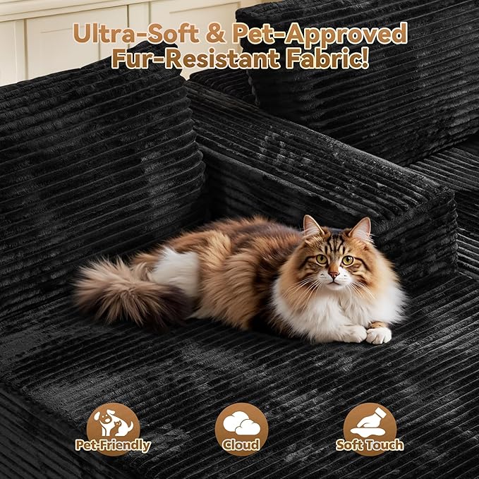 108" Modular Sectional Sofa, Cloud Sectional Couch with Deep Seat, Modern Modular L-Shape Sofa Couch with Chaise,Upholstered Couches for Living Room Bedroom