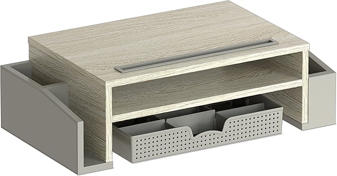 SIMPLE HOUSEWARE Desk Monitor Stand Riser with Adjustable Organizer tray, Maple