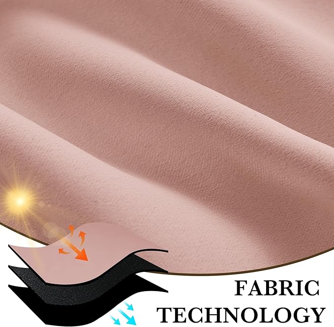 RYB HOME Bedroom Blackout Curtains 63 inches Long, 100% Blackout Thermal Insulated Noise Reducing Curtains for Living Room Nursury, 34 inches Wide by 63 inches Long, Peach Pink