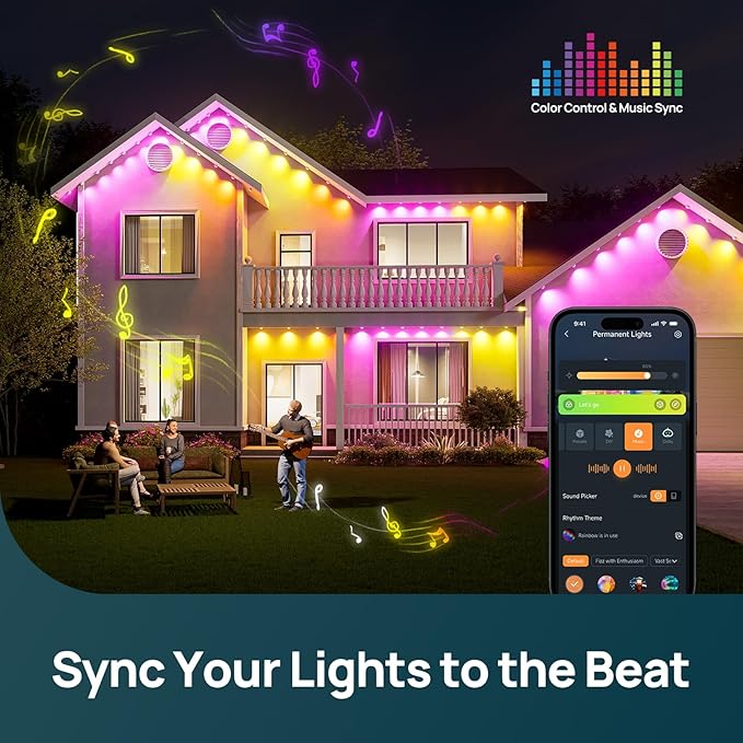 Linkind Permanent Outdoor Lights HP5,Smart AI RGBTW 150ft Christmas Lights, 85 Scenes Modes for Daily Holiday Halloween Decorations,IP67 Waterproof, Compatible with Alexa,Google Assistant