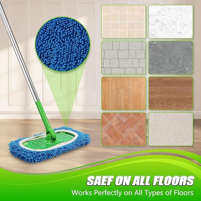 Reusable Microfiber Mop Pads Washable Wet Pads Compatible with Refills Pads for Swiffer Sweeper Wet & Dry Sweeping Cloths Mop Head Replacement for Household Cleaning