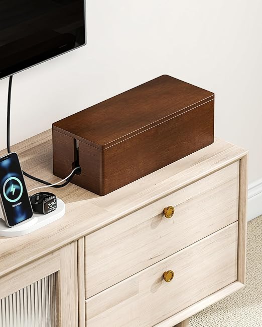 YECAYE Wooden Cable Management Box, Power Strip Cord Organizer Box, Cord Hider for Office, Living Room, Bedroom,Magnetic Lid Design, Cable Organizer for Desk, Wire Management