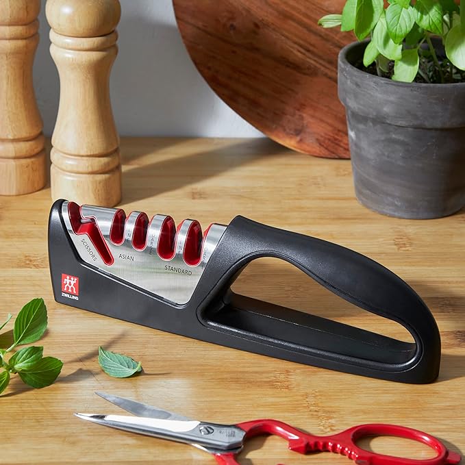 ZWILLING Razor-Sharp 4-Stage Pull Through Knife Sharpener with Shear Sharpener