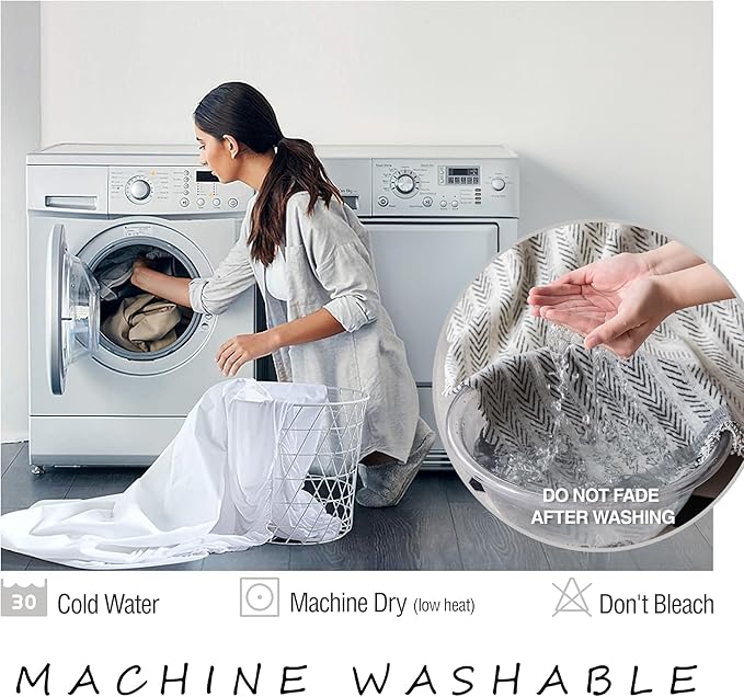 ALIECOM Boho Couch Covers for Sectional Sofa 2 Piece Thick Chenille L Shape Sectional Sofa Cover for Dogs Couch Cover Blanket Sofa Slipcovers Pet Furniture Protector Washable (X-Large, Lines Black)