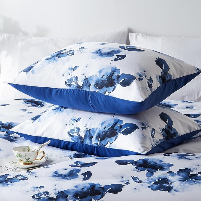 Cupocupa Duvet Cover King Size Set Boho Floral Pattern King Duvet Cover Set for King Size Bed Vintage Soft Bedding Leaf Print Duvet Cover with Pillowcases