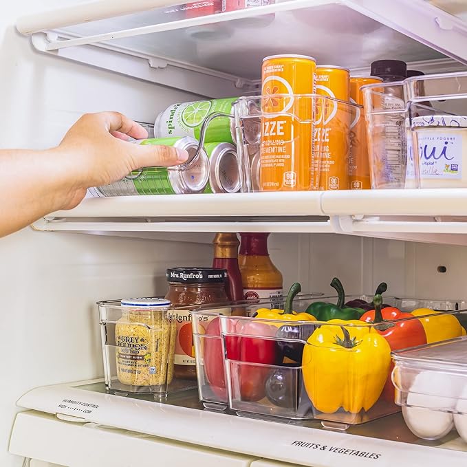 Sorbus Fridge Organizer Bins – Set of 8 Refrigerator Organizers and Storage Containers, Stackable Freezer Bins and House Essentials for New Home, BPA-Free Pantry Drawer Organizers