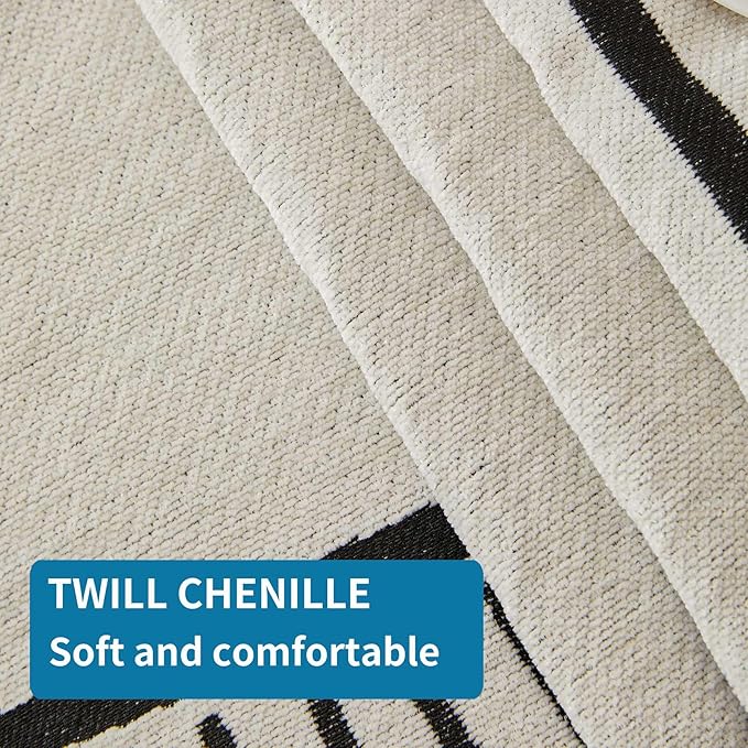 HAOMAIJIA Non Slip Sofa Cover - Washable Sectional Couch Covers for Dogs & Pets - Living Room Furniture Protector (Black-Cream, 71"x134")