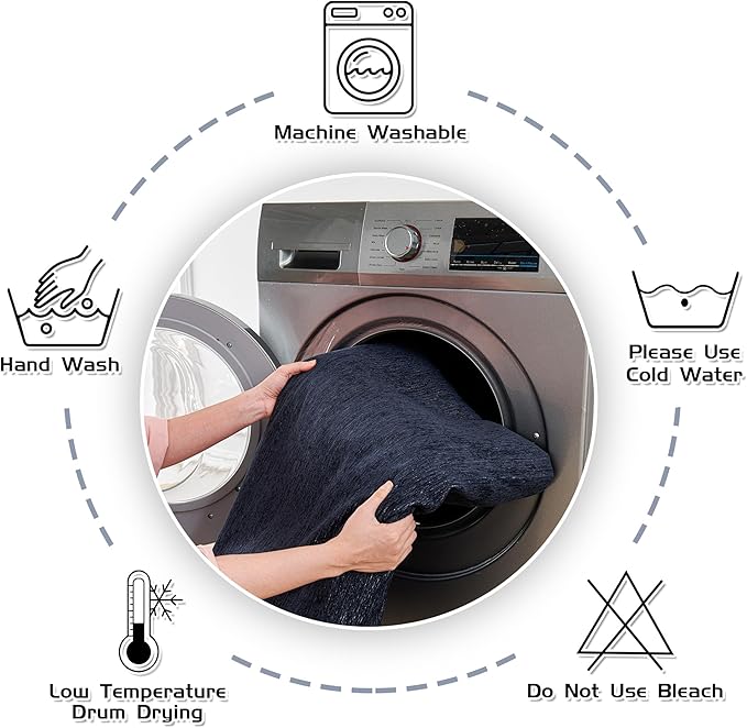 MEETSKY Blue Sofa Covers for 3 Cushion Couch Cover for L Shaped Sectional Sofa Covers Couch Protector Thick Chenille Fabric Washable, Modern Sofa Towel for Living Room, 91" x 118", Navy