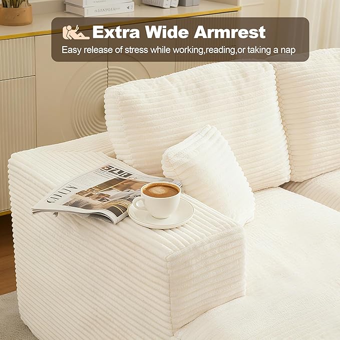 106" Cloud Modular Sectional Sofa Couch,L-Shape Modern Boneless Sectional Couch with Deep Seat,Upholstered Couches for Living Room Bedroom,No Assembly Required,Beige