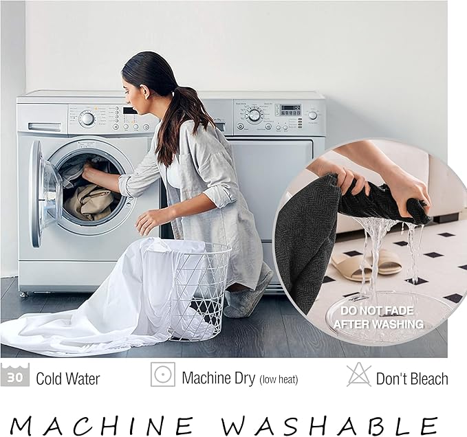 ALIECOM Sectional Couch Covers L Shape Sectional Sofa Cover for Dogs 2 Piece Thick Chenille L Shaped Couch Cover Blanket Chaise Sofa Slipcovers Pet Furniture Protector Washable (XX-Large, Black)