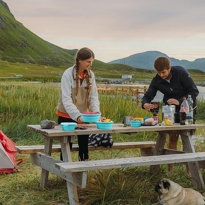 Guyuyii Collapsible Bowl Set - 4 Pack Silicone Food Storage Containers with Lids - Microwave, Dishwasher and Freezer Safe Kitchen Essentials for Meal Prep, Picnics, Camping, RVs, and Busy Families