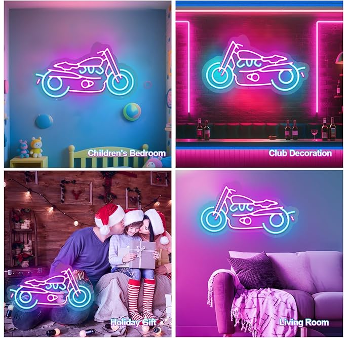 Motorcycle Neon Sign Motorcycle Neon Light LED Neon Sign for Wall Decor Dimmable LED Neon Light for Club, Kids gifts, Bedroom decor, Home decor, Living Room Decoration, 15.75''x8.66''