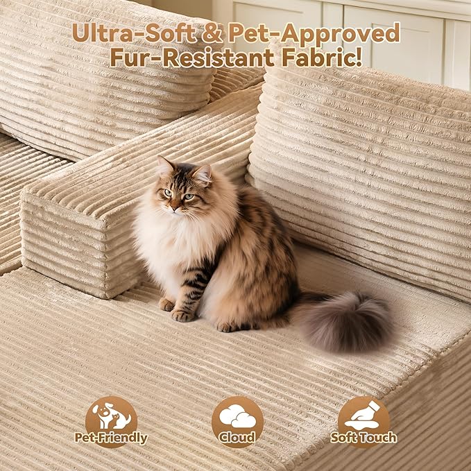 108" Modular Sectional Sofa, Cloud Sectional Couch with Deep Seat, Modern Modular L-Shape Sofa Couch with Chaise,Upholstered Couches for Living Room Bedroom