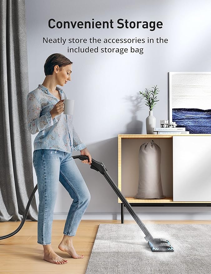 Steam Cleaner, 293°F 58 PSI Powerful Multipurpose Handheld Steam Mop for Home Use, 21 Attachments, 50Oz Capacity, Heavy Duty Steamer for Carpets, Floors, Cars, Tiles, Crack Cleaning, White