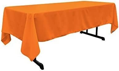 LA Linen Polyester Poplin Washable Rectangular Tablecloth, Stain and Wrinkle Resistant Table Cover 60x120, Fabric Table Cloth for Dinning, Kitchen, Party, Holiday 60 by 120-Inch, Orange