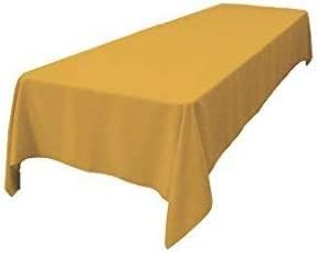 LA Linen Polyester Poplin Washable Rectangular Tablecloth, Stain and Wrinkle Resistant Table Cover 60x120, Fabric Table Cloth for Dinning, Kitchen, Party, Holiday 60 by 120-Inch, Gold