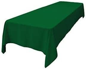 LA Linen Polyester Poplin Washable Rectangular Tablecloth, Stain and Wrinkle Resistant Table Cover 60x120, Fabric Table Cloth for Dinning, Kitchen, Party, Holiday 60 by 120-Inch, Emerald Green