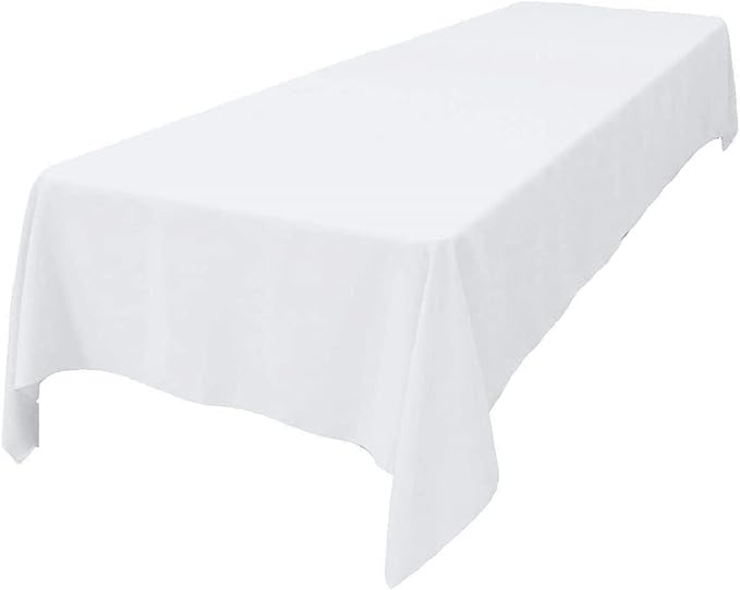 LA Linen Polyester Poplin Washable Rectangular Tablecloth, Stain and Wrinkle Resistant Table Cover 60x108, Fabric Table Cloth for Dinning, Kitchen, Party, Holiday 60 by 108-Inch, White