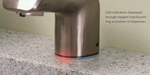 Bradley Crestt Liquid Soap Dispenser, Sensor Activated, Ring Light Indicates Low Battery Soap or Overflow, Deck Mounted, Auto-Top-Fill, Brushed Black Stainless Steel