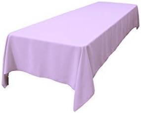 LA Linen Polyester Poplin Washable Rectangular Tablecloth, Stain and Wrinkle Resistant Table Cover 60x120, Fabric Table Cloth for Dinning, Kitchen, Party, Holiday 60 by 120-Inch, Lilac