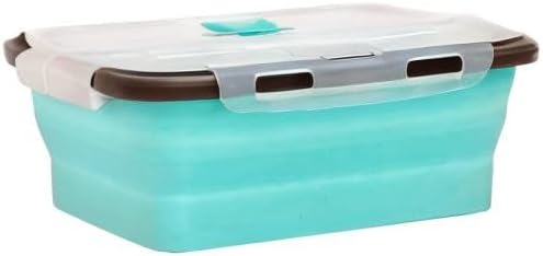 CARTINTS Set of 3 Collapsible Food Storage Containers with Lids, Collapsible Silicone Bowls, Silicone Lunch Containers, For Meal Prep, Camping, Travel, Microwave and Freezer Safe,500ml,Blue