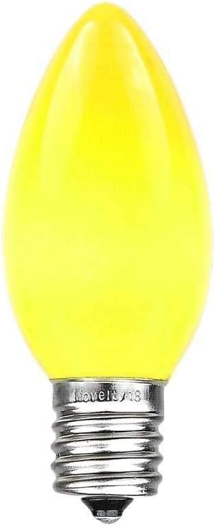 25 Foot C9 Yellow Ceramic Christmas String Light Set - Outdoor Christmas Light String - – Opaque Christmas Bulbs - Roofline Light String – Outdoor String Lights - Black Wire
