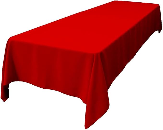 LA Linen Polyester Poplin Washable Rectangular Tablecloth, Stain and Wrinkle Resistant Table Cover 60x108, Fabric Table Cloth for Dinning, Kitchen, Party, Holiday 60 by 108-Inch, Red
