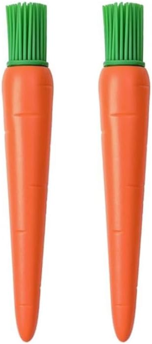 Silicone Carrot Shaped Basting Brush, Orange with Green Bristles, Kitchen Baking Tool
