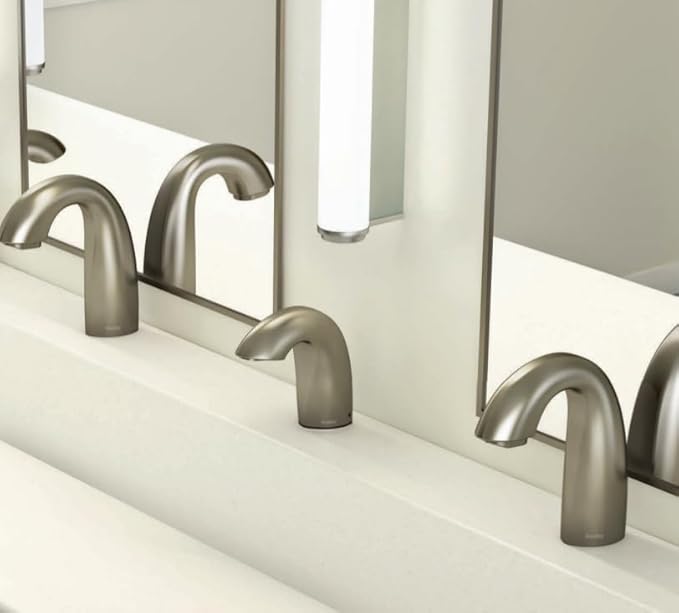 Bradley Crestt Liquid Soap Dispenser, Sensor Activated, Ring Light Indicates Low Battery Soap or Overflow, Deck Mounted, Auto-Top-Fill, Brushed Stainless Steel