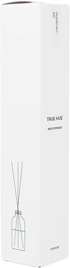 Luxury Reed Diffuser| True Hue | 3.75 fl oz | Glass and Rattan | Lasts for 2-3 Months | Fragrance Diffusers for Home | Handmade in USA (Crushed Salt + Mist)