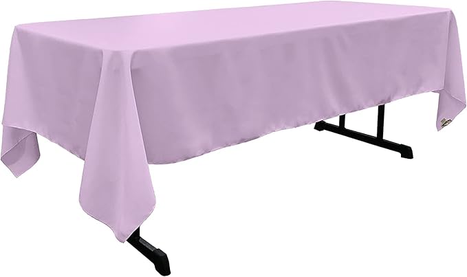LA Linen Polyester Poplin Washable Rectangular Tablecloth, Stain and Wrinkle Resistant Table Cover 60x108, Fabric Table Cloth for Dinning, Kitchen, Party, Holiday 60 by 108-Inch, Lilac