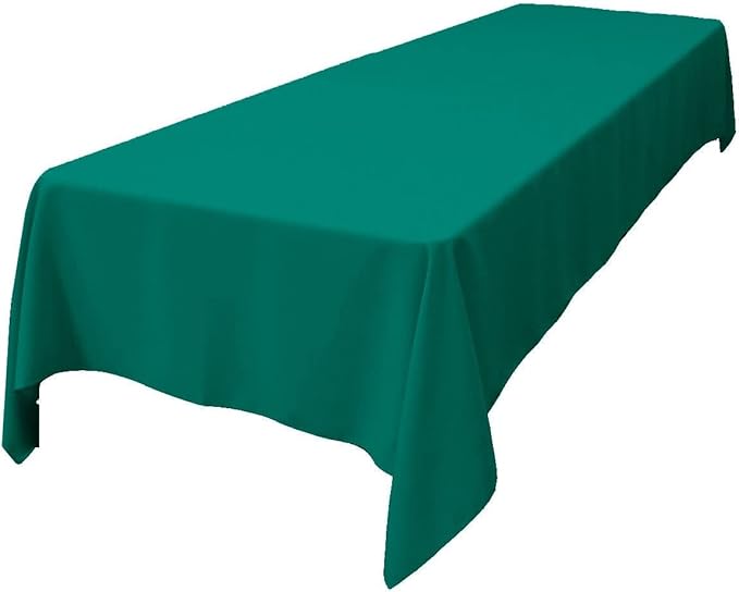 LA Linen Polyester Poplin Washable Rectangular Tablecloth, Stain and Wrinkle Resistant Table Cover 60x108, Fabric Table Cloth for Dinning, Kitchen, Party, Holiday 60 by 108-Inch, Teal