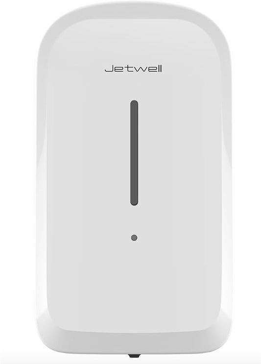 JETWELL Automatic Touch-Less Wall Mount Hand Soap Dispenser Liquid Drop Battery Operated, White Plastic Cover Large Capacity 34OZ/1000ML for Kitchen Home Commercial Bathroom