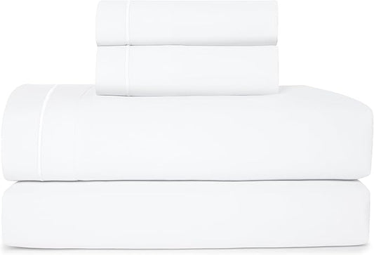 CASUAL LIVING Cal King Sheets 4 Piece Set with 2 Pillowcases, Soft Microfiber Hypoallergenic Washable Deep Pocket Lightweight Bedding Elasticized, California King Sheet Sets, White