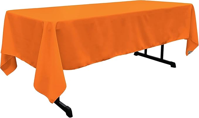 LA Linen Polyester Poplin Washable Rectangular Tablecloth, Stain and Wrinkle Resistant Table Cover 60x120, Fabric Table Cloth for Dinning, Kitchen, Party, Holiday 60 by 120-Inch, Orange