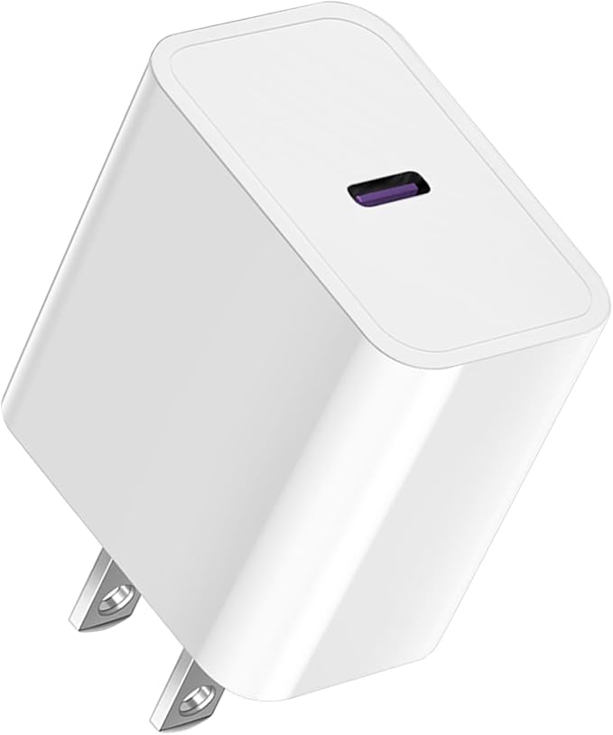 USB C Wall Charger Block for Wireless Charger Pad/iPhone 17 Air/17/16/15/14/13/12/AirPods 4 3 2 1 Pro Max, PD 20w QC 18W Type-C Power Adapter White 1-Pack (Cable not Included)