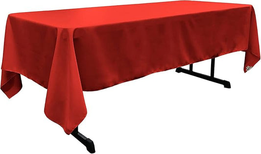 LA Linen Polyester Poplin Washable Rectangular Tablecloth, Stain and Wrinkle Resistant Table Cover 60x102, Fabric Table Cloth for Dinning, Kitchen, Party, Holiday 60 by 102-Inch, Red