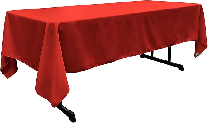 LA Linen Polyester Poplin Washable Rectangular Tablecloth, Stain and Wrinkle Resistant Table Cover 60x120, Fabric Table Cloth for Dinning, Kitchen, Party, Holiday 60 by 120-Inch, Red
